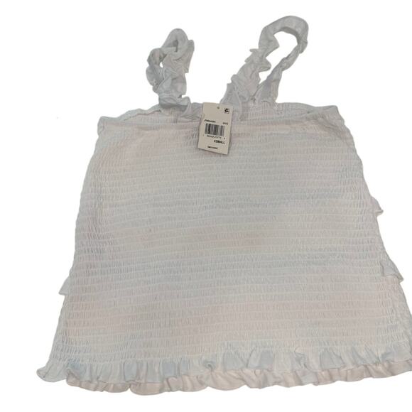 Crave Fame White Tank Top Ruffle Straps Smocked Bodice XS NWT - Picture 6 of 11